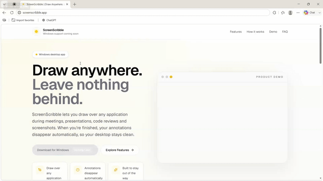 ScreenScribble product demo animation